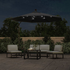 vidaXL Cantilever Umbrella Parasol with Solar LEDs Patio Umbrella Sunshade-49
