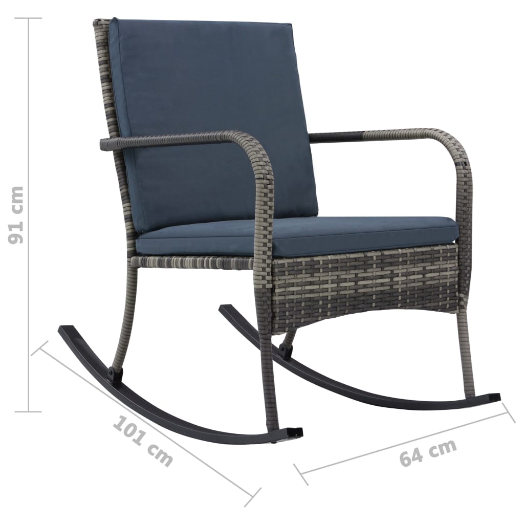 vidaXL Rocking Chair Outdoor Patio Rocking Chair with Cushion Poly Rattan-0