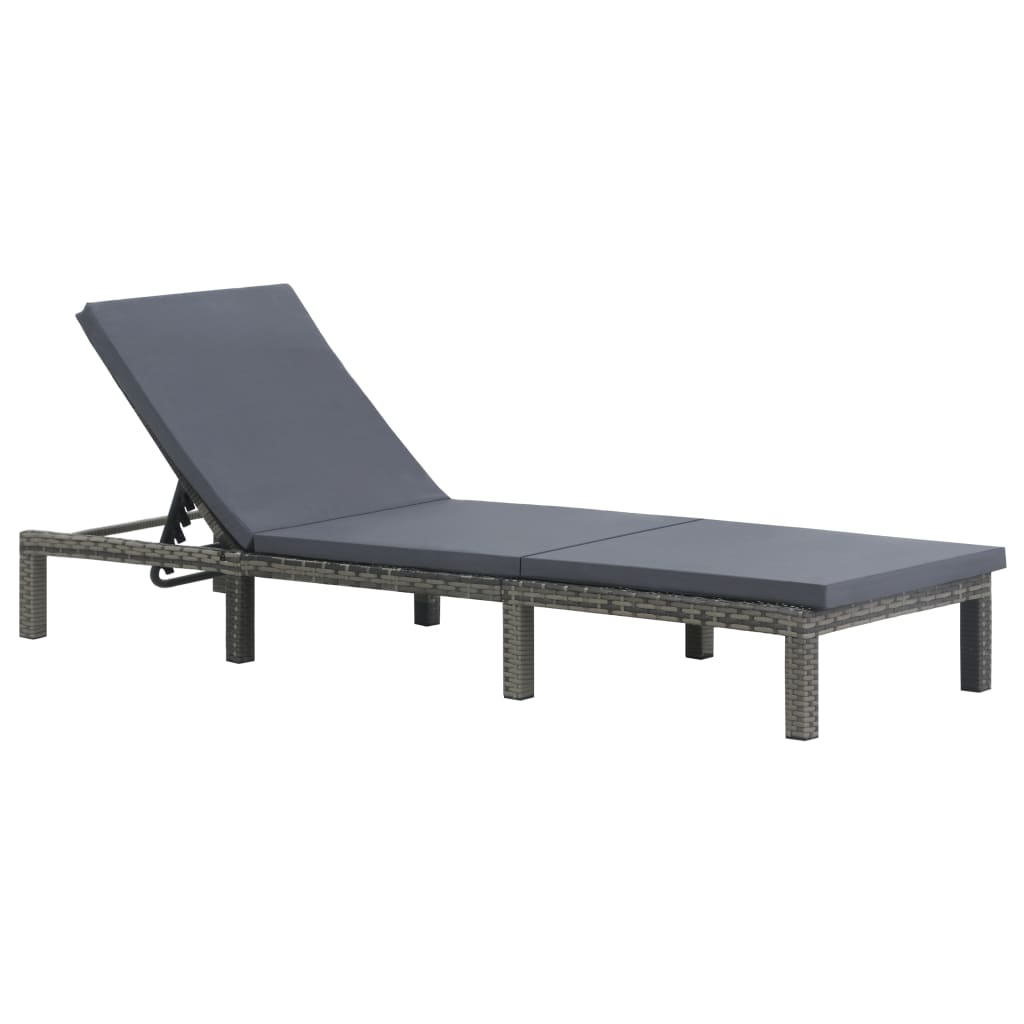 vidaXL Sun Lounger with Cushion Poly Rattan Anthracite-0