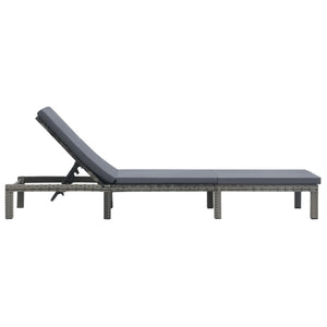 vidaXL Sun Lounger with Cushion Poly Rattan Anthracite-2