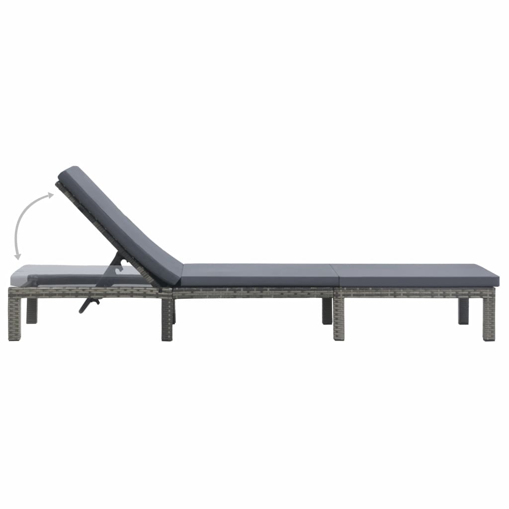 vidaXL Sun Lounger with Cushion Poly Rattan Anthracite-3