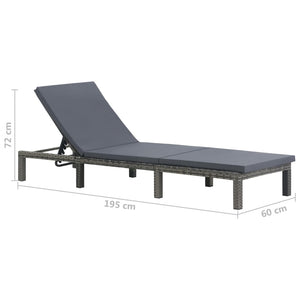 vidaXL Sun Lounger with Cushion Poly Rattan Anthracite-5