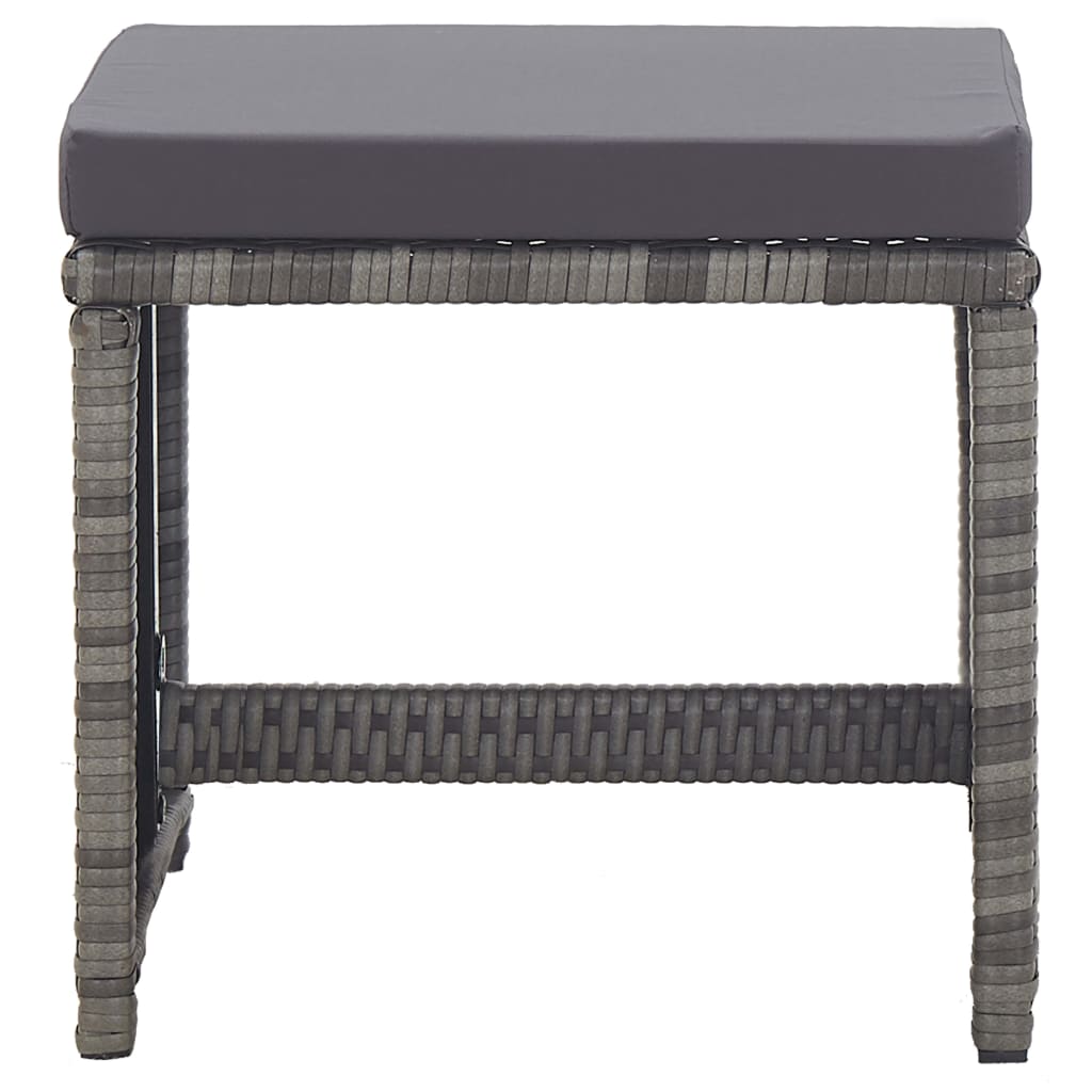 vidaXL Patio Furniture 2 Pcs Outdoor Patio Stool with Cushions Poly Rattan-10