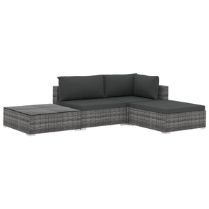 vidaXL Patio Furniture Set 4 Piece Patio Sectional Sofa with Table Poly Rattan-9