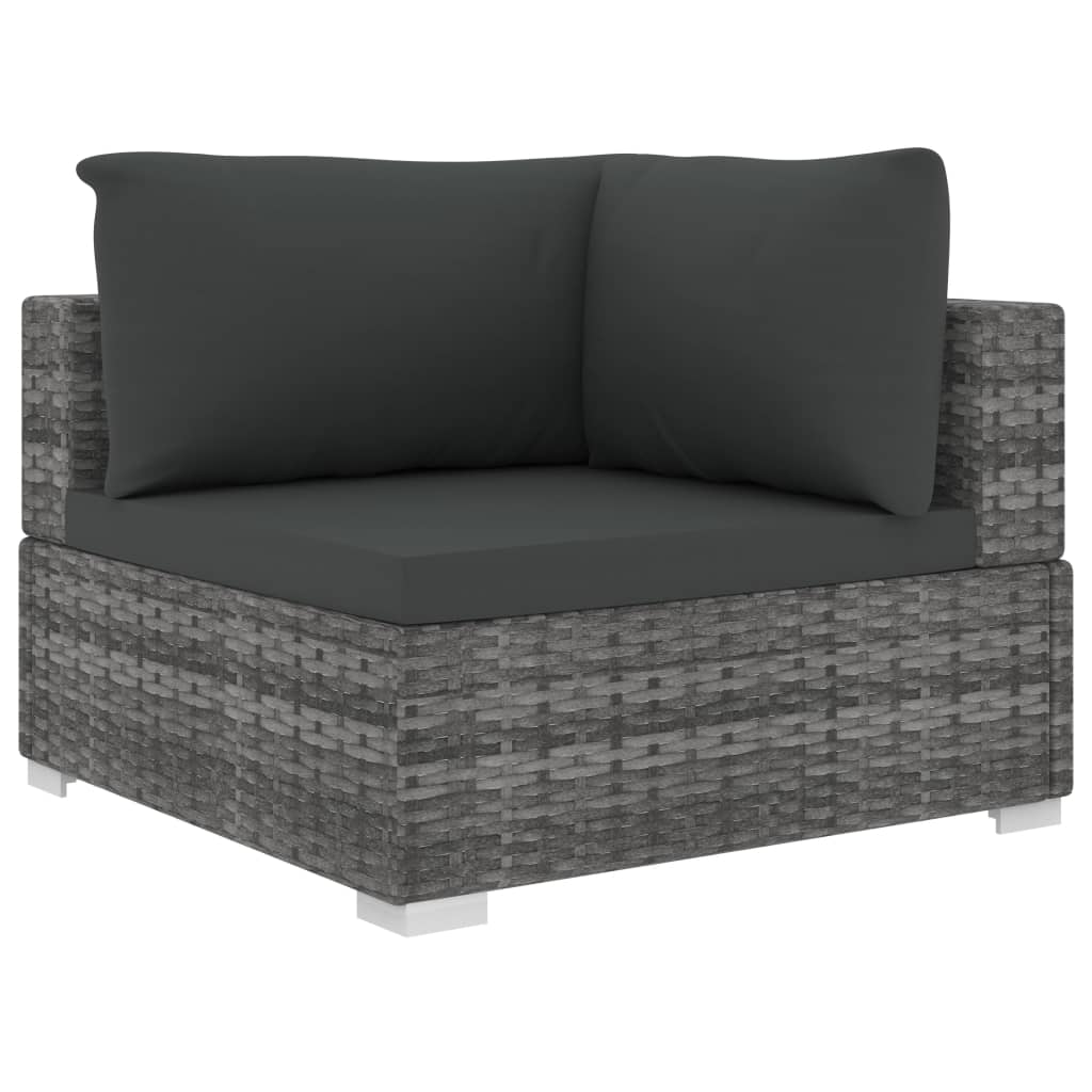 vidaXL Patio Furniture Set 4 Piece Patio Sectional Sofa with Table Poly Rattan-13