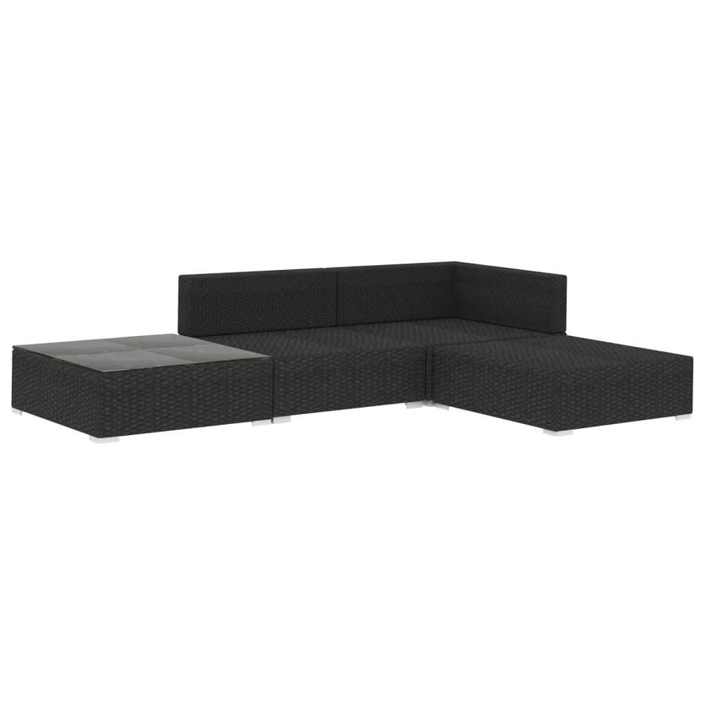 vidaXL Patio Furniture Set 4 Piece Patio Sectional Sofa with Table Poly Rattan-5