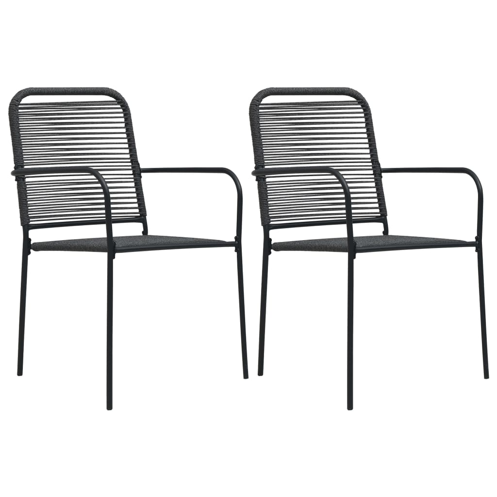 vidaXL Patio Chairs 2 pcs Cotton Rope and Steel Black-0