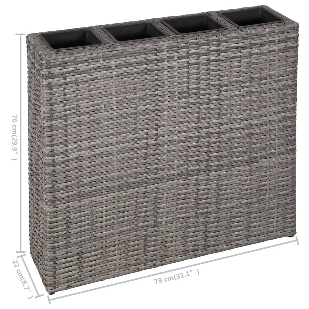vidaXL Planter Patio Outdoor Flower Box with Removable Inner Pots Poly Rattan-11