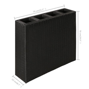 vidaXL Planter Patio Outdoor Flower Box with Removable Inner Pots Poly Rattan-5