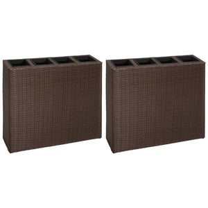 vidaXL Planter Patio Outdoor Flower Box with Removable Inner Pots Poly Rattan-20