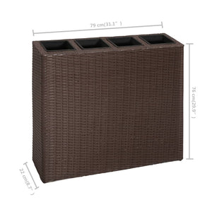 vidaXL Planter Patio Outdoor Flower Box with Removable Inner Pots Poly Rattan-1