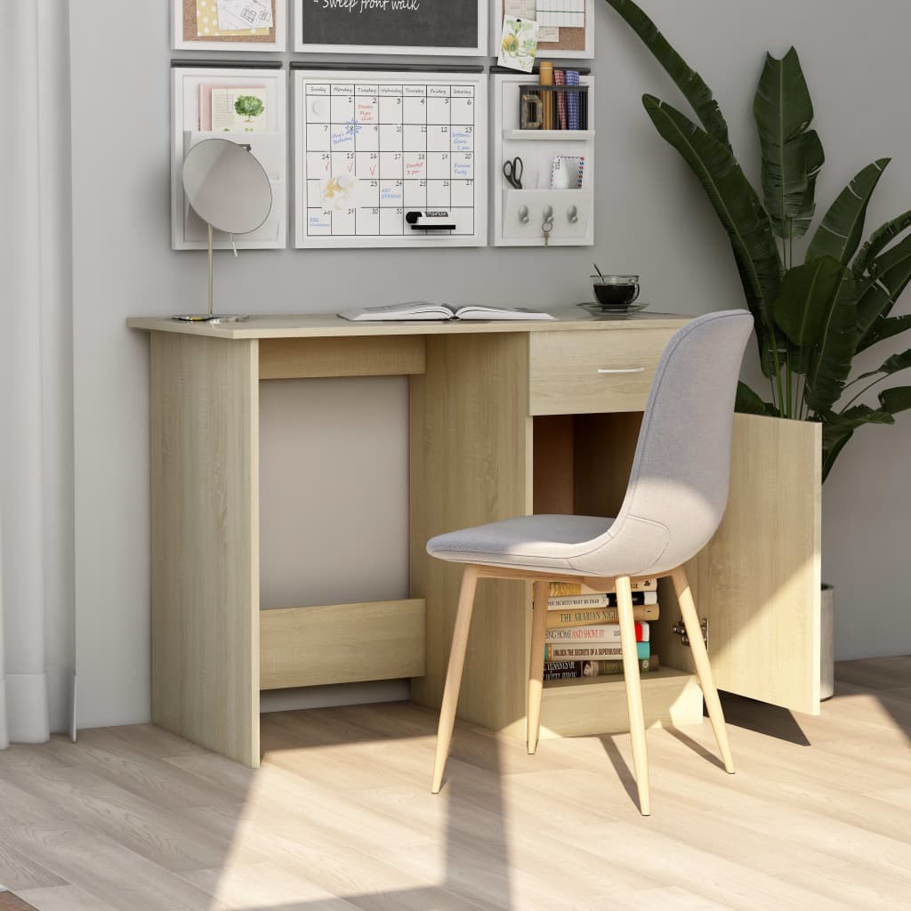 vidaXL Desk Standing Computer Desk Office Desk with Drawer Engineered Wood-0