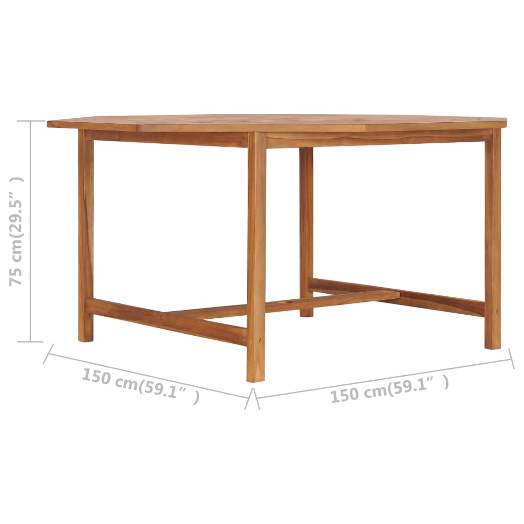 vidaXL Patio Table 59.1"x59.1"x29.5" Solid Teak Wood-0