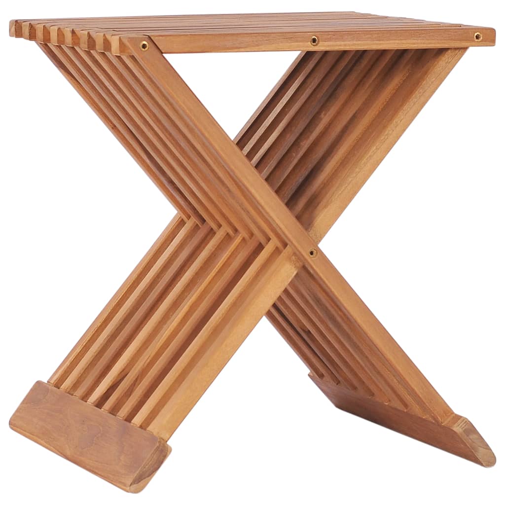 vidaXL Folding Stool 15.7"x12.6"x17.7" Solid Teak Wood-0