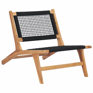 vidaXL Sun Lounger with Footrest Solid Teak Wood and Rope-4