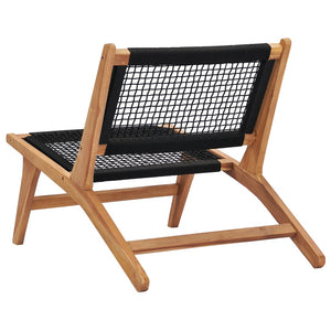 vidaXL Sun Lounger with Footrest Solid Teak Wood and Rope-7