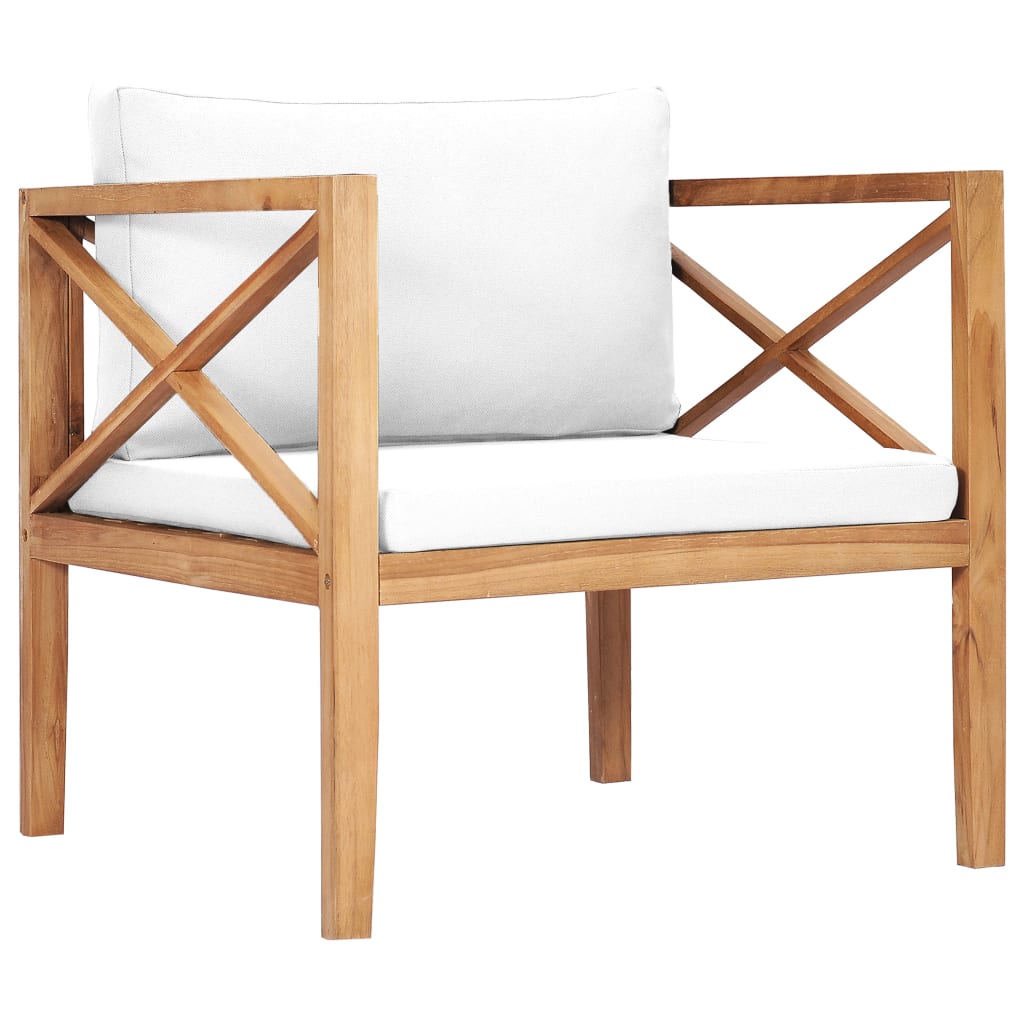 vidaXL Patio Chair Outdoor Garden Furniture with Cushions Solid Wood Teak-0