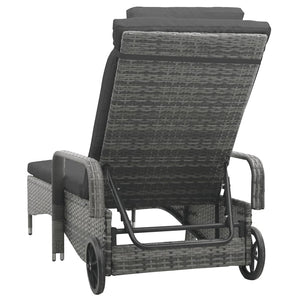 vidaXL Sun Lounger with Wheels Poly Rattan Anthracite-3