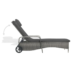vidaXL Sun Lounger with Wheels Poly Rattan Anthracite-4