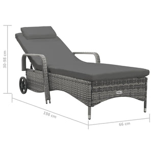 vidaXL Sun Lounger with Wheels Poly Rattan Anthracite-6