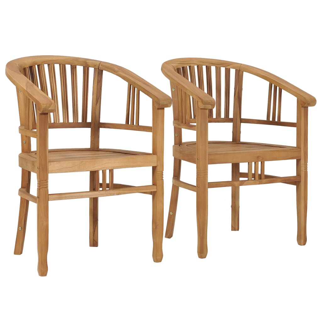 vidaXL Patio Chairs 2 Pcs Patio Dining Chair with Cushions Solid Wood Teak-0