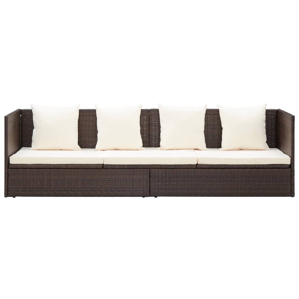 vidaXL Patio Couch Outdoor Sunlounger with Cushion Backyard Sunbed Poly Rattan-20