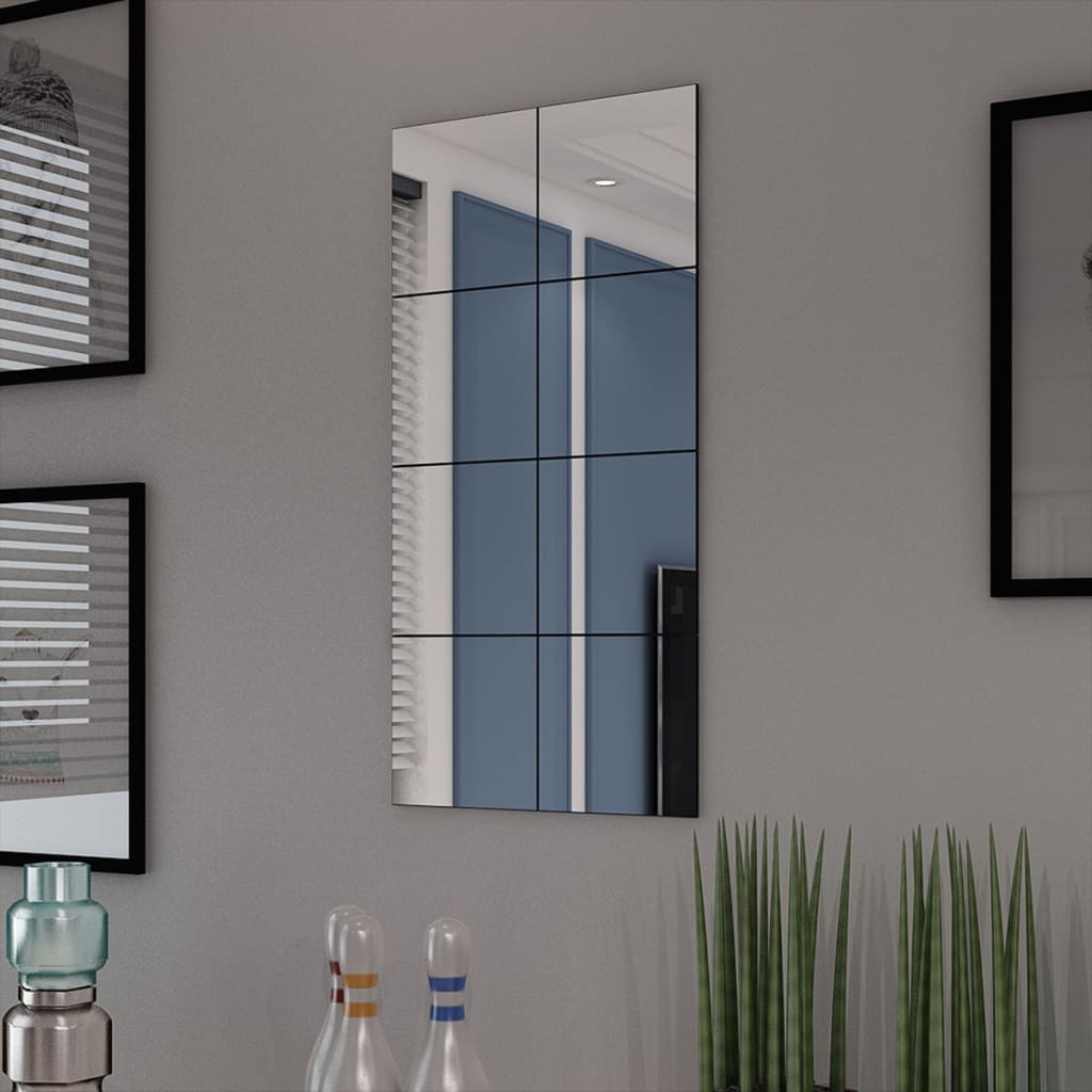 vidaXL Mirror Tiles Sheets Wall Bathroom Mirror for Hallway Dressing Room-16