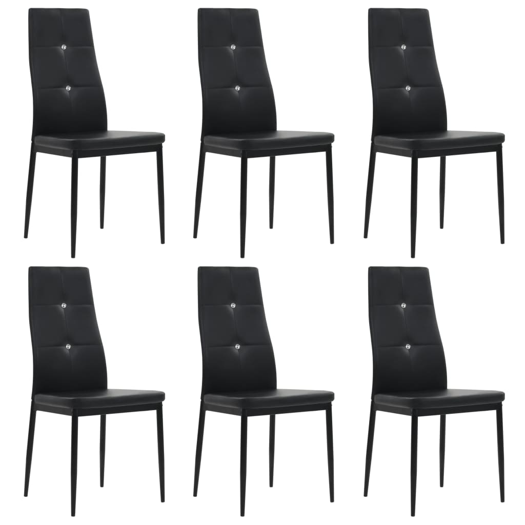 vidaXL Dining Chairs Kitchen Chair for Home Dining Room Black Faux Leather-10