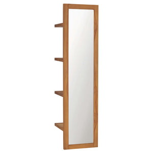 vidaXL Wall Mirror with Shelves 11.8"x11.8"x47.2" Solid Teak Wood-0