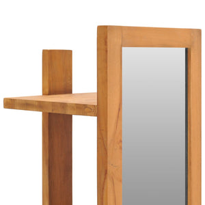 vidaXL Wall Mirror with Shelves 11.8"x11.8"x47.2" Solid Teak Wood-3