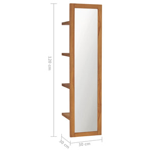 vidaXL Wall Mirror with Shelves 11.8"x11.8"x47.2" Solid Teak Wood-5