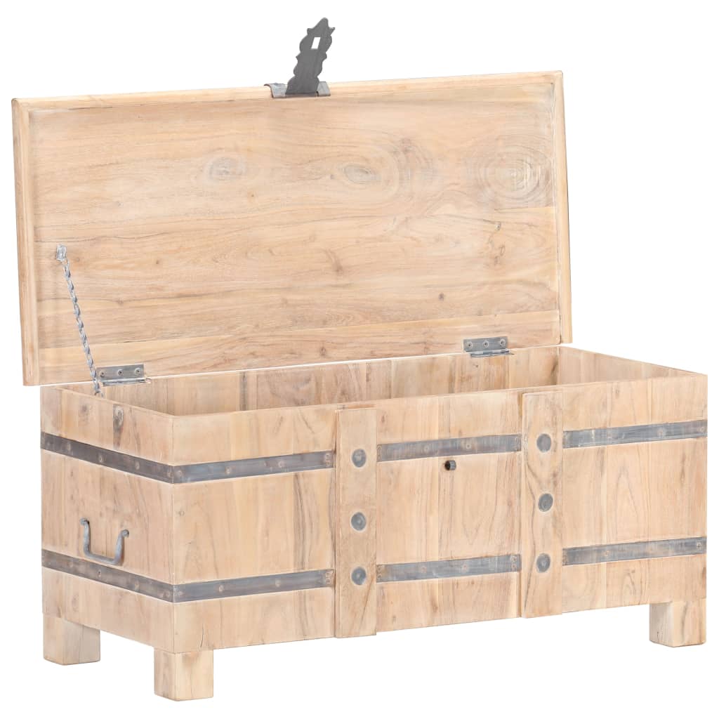 vidaXL Solid Wood Acacia Chest Storage Unit Box Cabinet Dark Brown/Light Brown-9