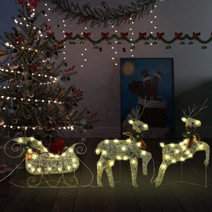 vidaXL Christmas Decoration Reindeer and Sleigh with LEDs Christmas Lighting-4