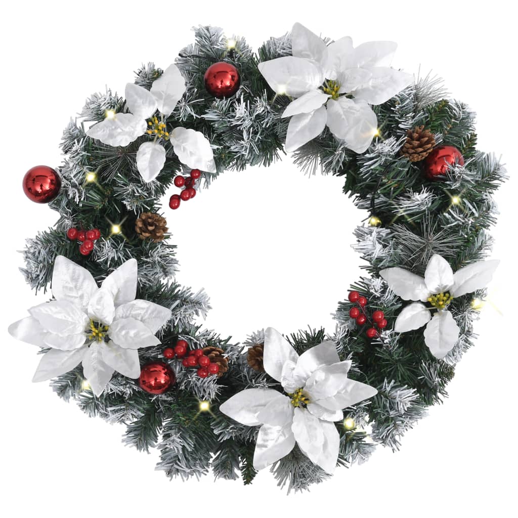 vidaXL Christmas Wreath Decoration Artificial Xmas Garland with LED Lights PVC-0