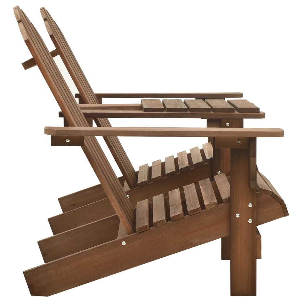 vidaXL Adirondack Chairs Patio Adirondack Chair with Tea Table Solid Wood Fir-12