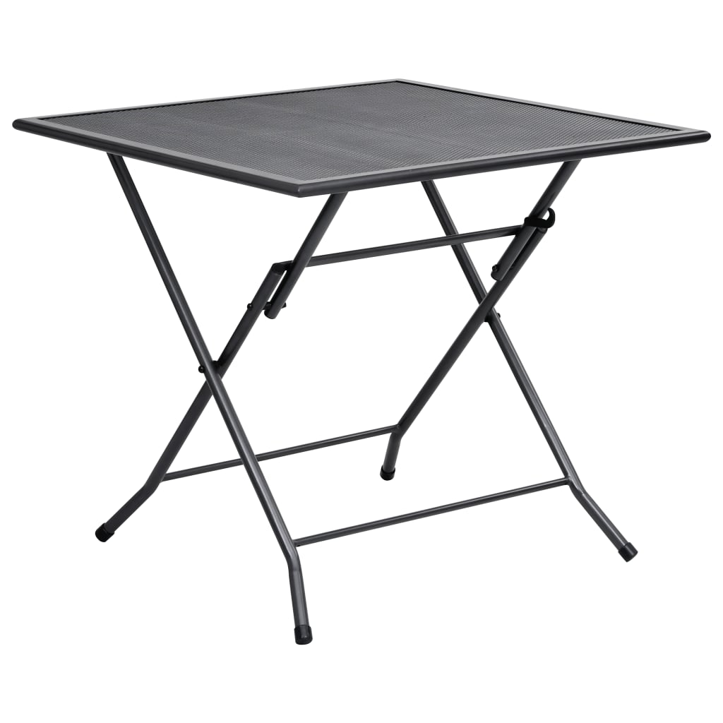 vidaXL Outdoor Dining Table Garden Patio Folding Table with Mesh Design Steel-0