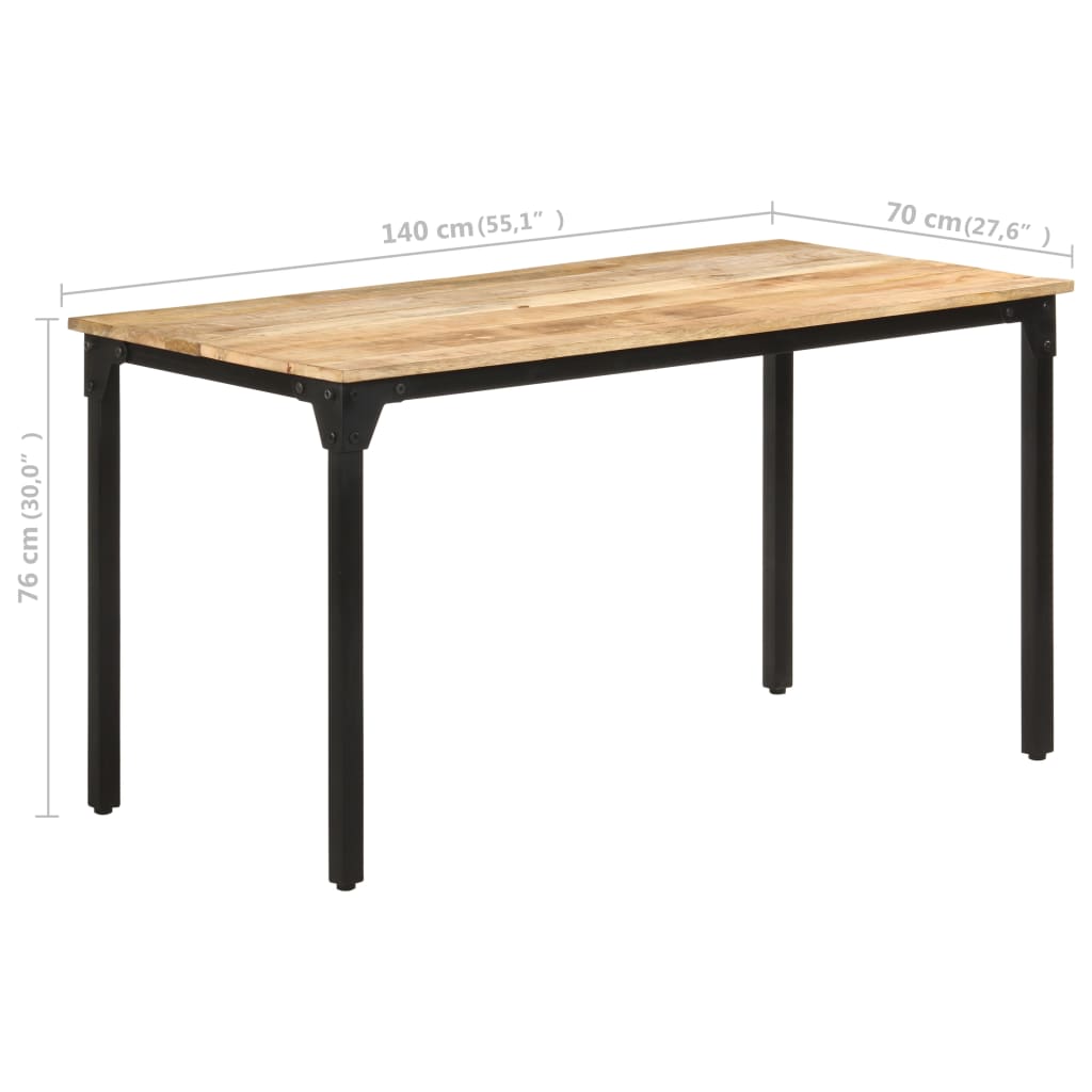 vidaXL Dining Table Kitchen Table Dining Room Dinner Table Rough Mango Wood-4