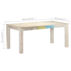vidaXL Dining Table Kitchen Table Dining Room Table White Solid Mango Wood-13