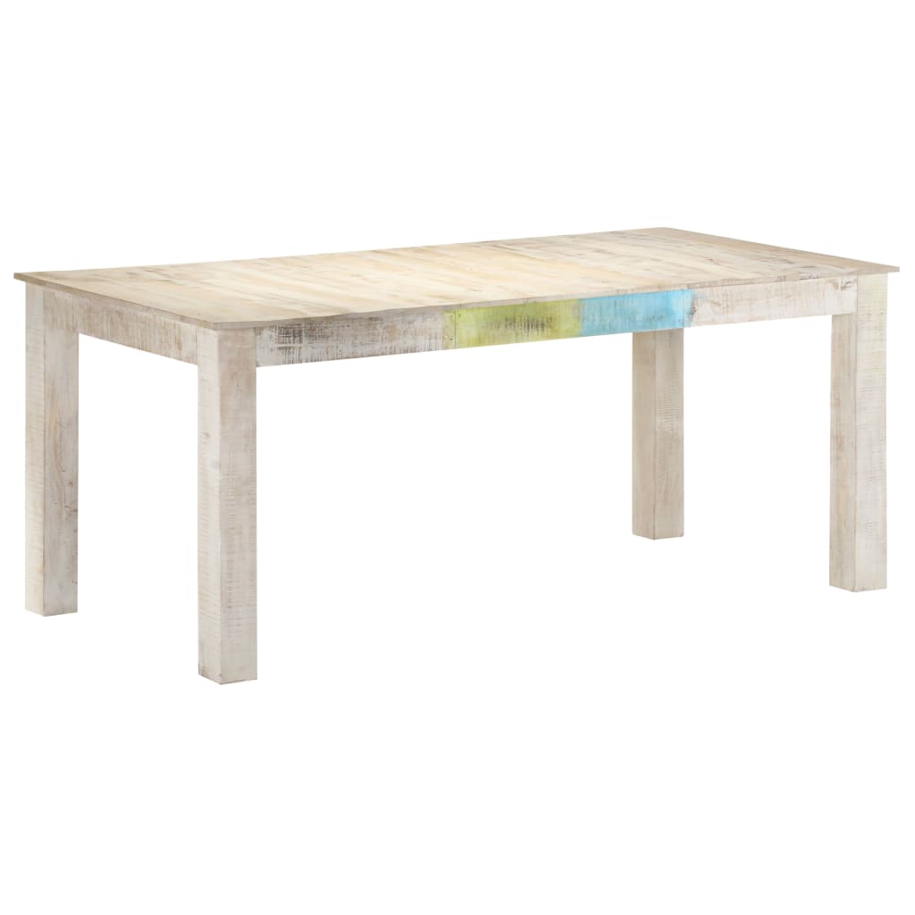 vidaXL Dining Table Kitchen Table Dining Room Table White Solid Mango Wood-8