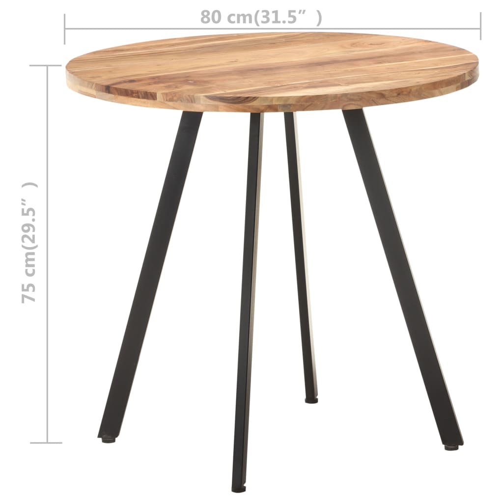 vidaXL Dining Table 31.5" Solid Acacia Wood-3