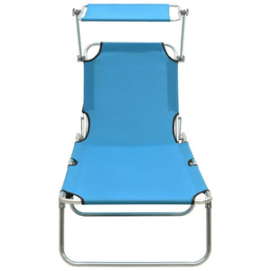 vidaXL Patio Lounge Chair Folding Sunlounger Outdoor Sunbed with Canopy Steel-16