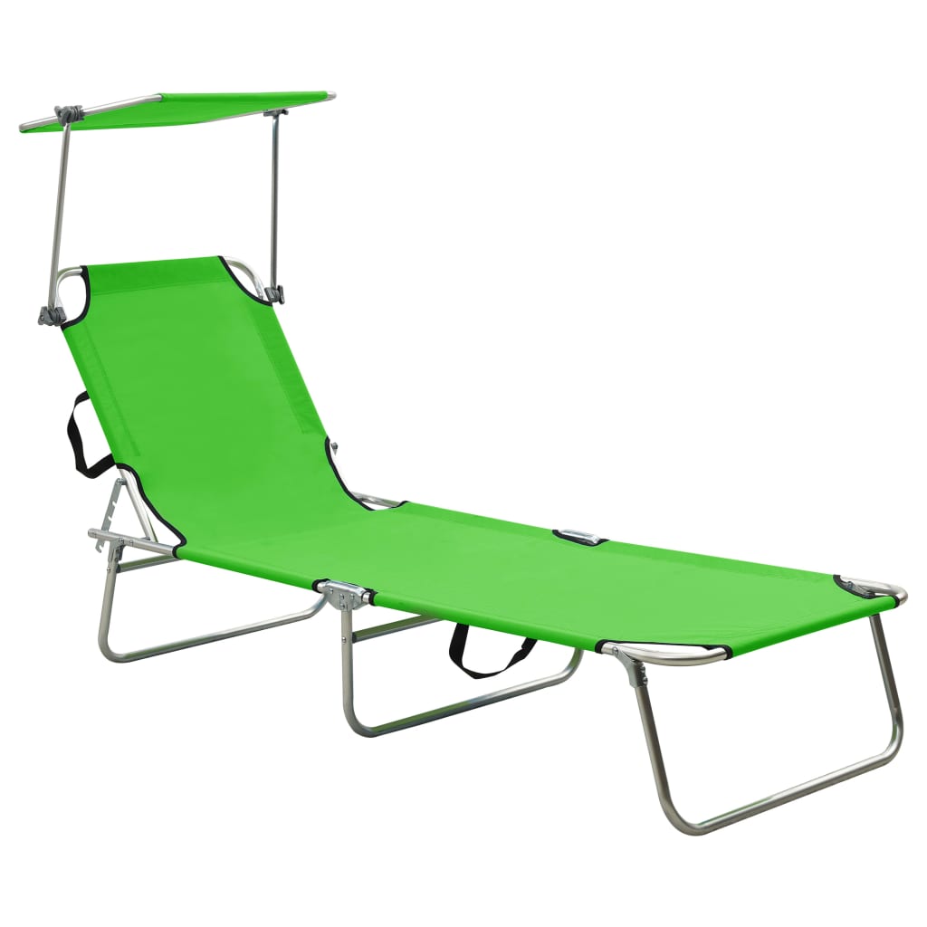 vidaXL Patio Lounge Chair Folding Sunlounger Porch Sunbed with Canopy Aluminum-58