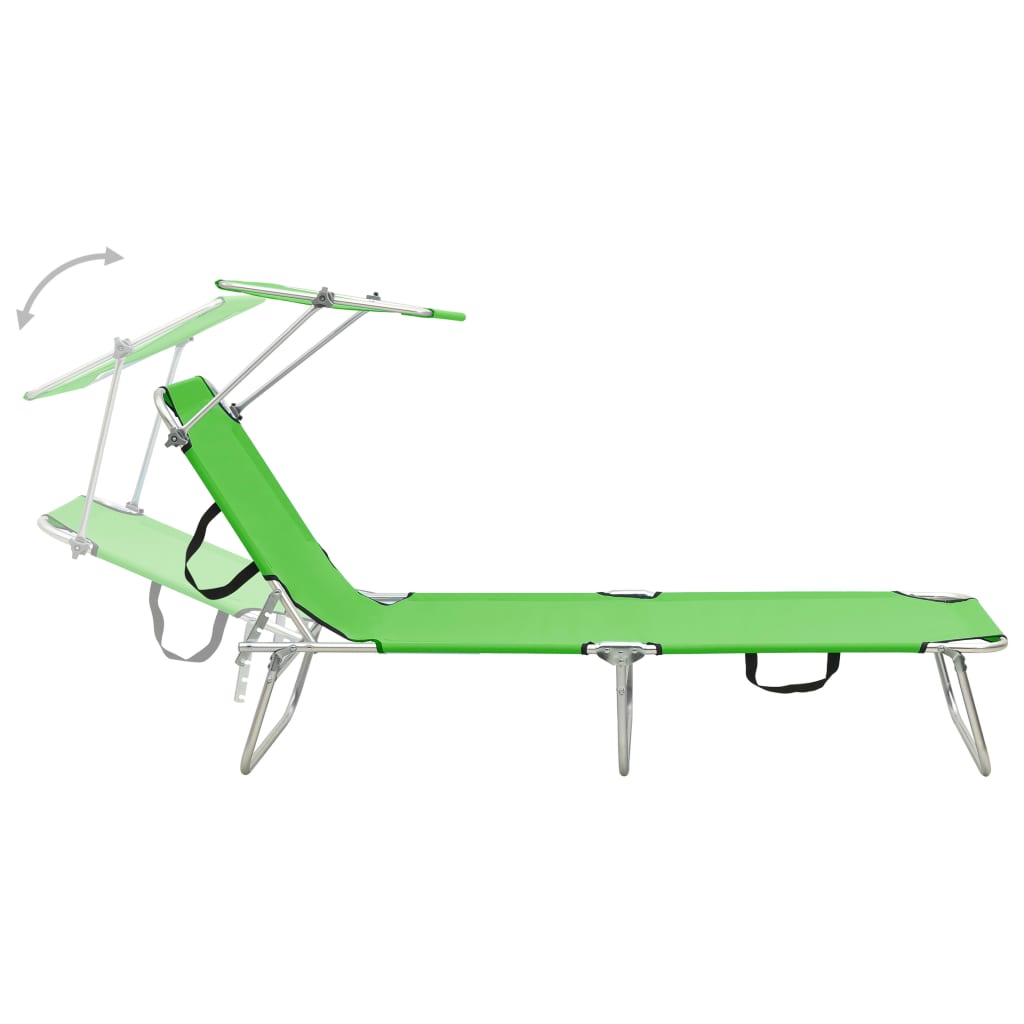 vidaXL Patio Lounge Chair Folding Sunlounger Porch Sunbed with Canopy Aluminum-21