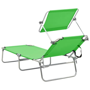 vidaXL Patio Lounge Chair Folding Sunlounger Porch Sunbed with Canopy Aluminum-27