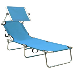 vidaXL Patio Lounge Chair Folding Sunlounger Porch Sunbed with Canopy Aluminum-39