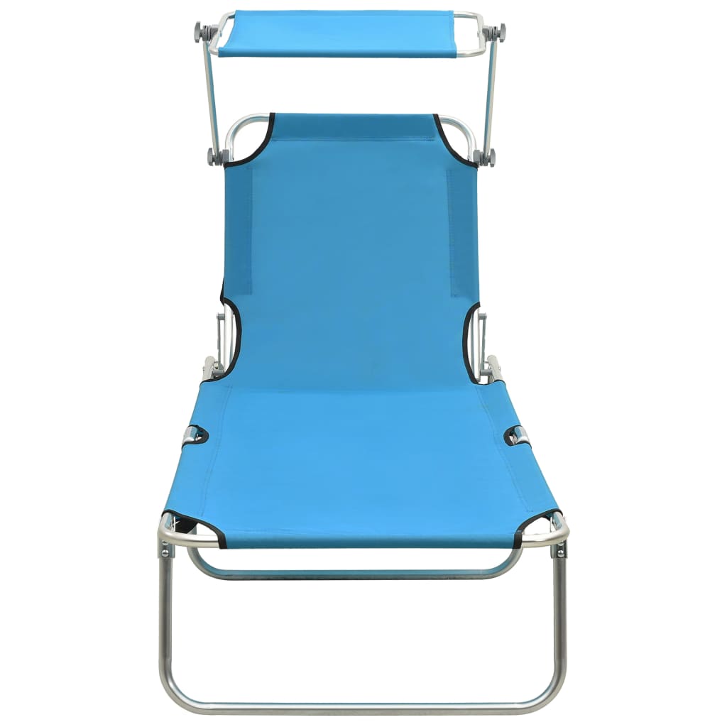 vidaXL Patio Lounge Chair Folding Sunlounger Porch Sunbed with Canopy Aluminum-45