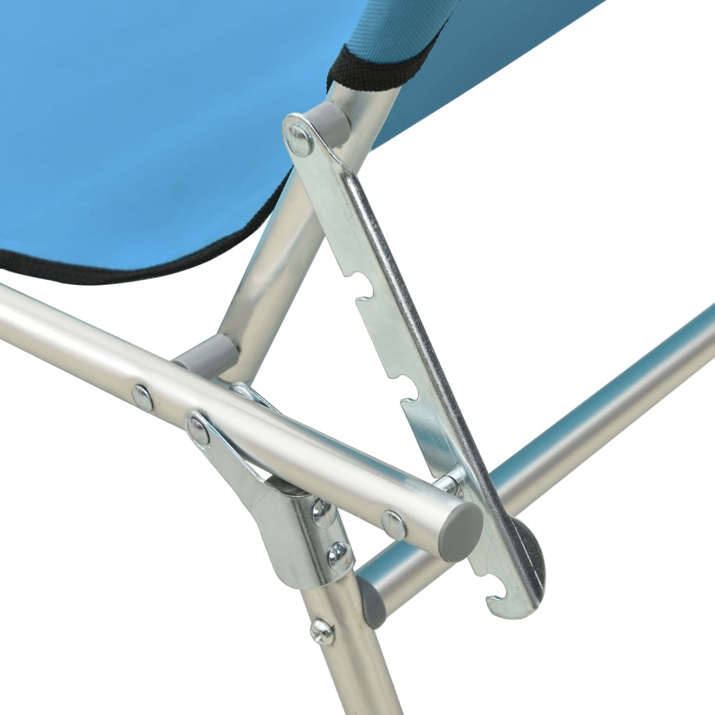 vidaXL Patio Lounge Chair Folding Sunlounger Porch Sunbed with Canopy Aluminum-34