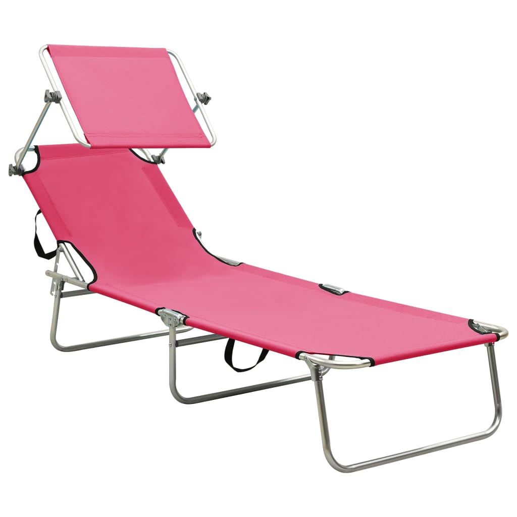 vidaXL Patio Lounge Chair Folding Sunlounger Porch Sunbed with Canopy Aluminum-11