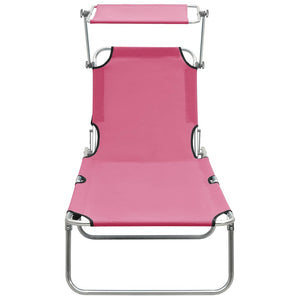 vidaXL Patio Lounge Chair Folding Sunlounger Porch Sunbed with Canopy Aluminum-17