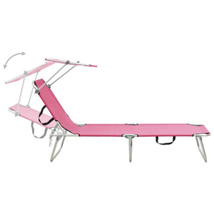 vidaXL Patio Lounge Chair Folding Sunlounger Porch Sunbed with Canopy Aluminum-23